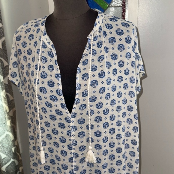 Madewell 100% Cotton Block Print Bathing Suit Cover Up SZ Large - Picture 2 of 8